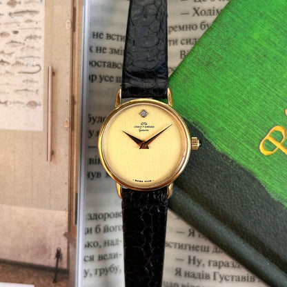 1960s, «JAQUET-GIRARD GENÈVE». Vintage Mechanical Watch 🔝 Crocodile Leather Strap 🐊