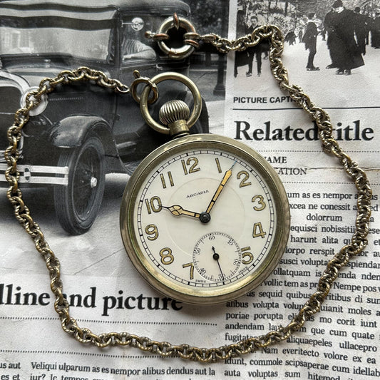 1920s-1930s, “Arcadia”. Mechanical antique pocket watch!